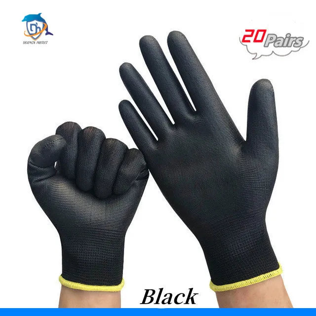10/20 Pairs Polyurethane Work Safety Gloves – Comfortable, Durable, Non-Slip Grip