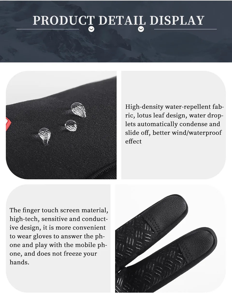Winter Touchscreen Thermal Cycling Gloves – Full Finger, Waterproof, Windproof for Outdoor Sports