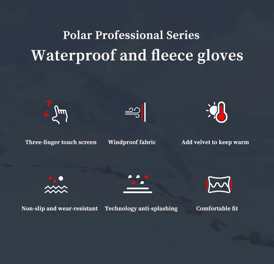 Winter Touchscreen Thermal Cycling Gloves – Full Finger, Waterproof, Windproof for Outdoor Sports