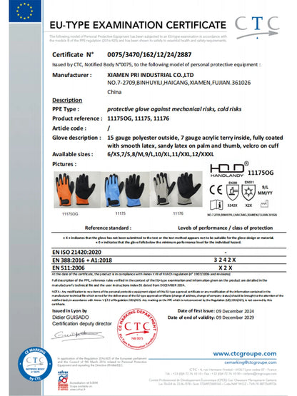 HANDLANDY Waterproof Cold-Weather Work Gloves – Fully Rubber-Coated, Warm Lining, Winter Outdoor Work Protection