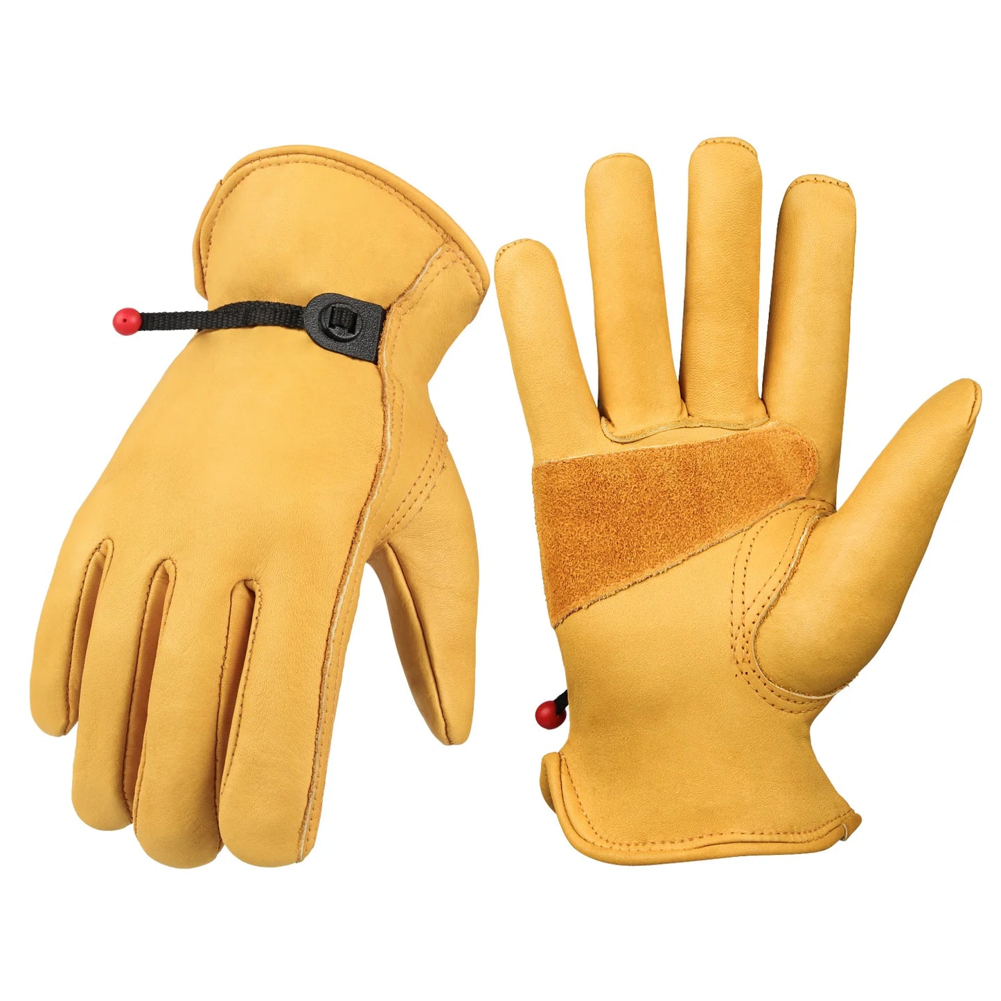 Leather Work Gloves for Men – Heavy Duty Yellow Cowhide Safety Gloves