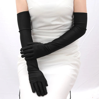 Elegant Women’s Long Opera Gloves – Elbow-Length Finger Protection