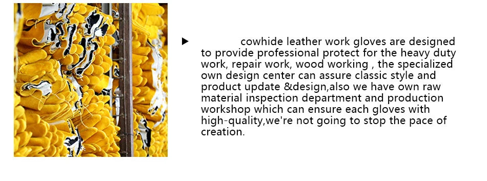 Leather Work Gloves for Men – Heavy Duty Yellow Cowhide Safety Gloves