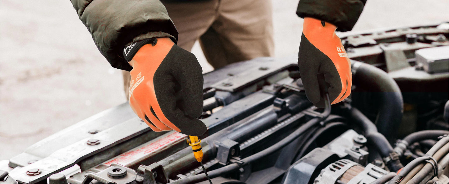 HANDLANDY Waterproof Cold-Weather Work Gloves – Fully Rubber-Coated, Warm Lining, Winter Outdoor Work Protection