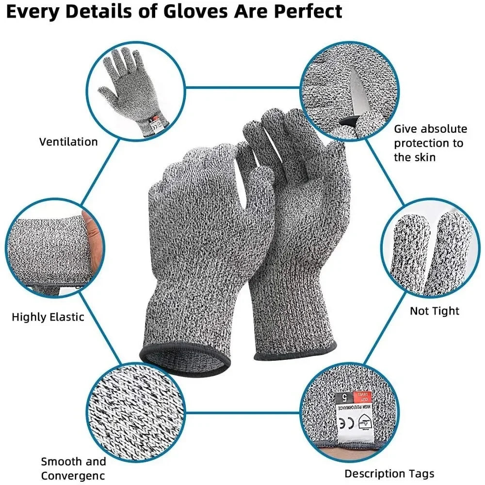 HPPE Level 5 Safety Anti-Cut Gloves | Industrial, Kitchen, Gardening, Multi-Purpose