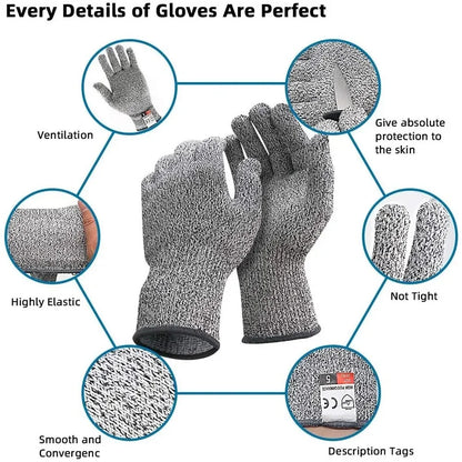 HPPE Level 5 Safety Anti-Cut Gloves | Industrial, Kitchen, Gardening, Multi-Purpose