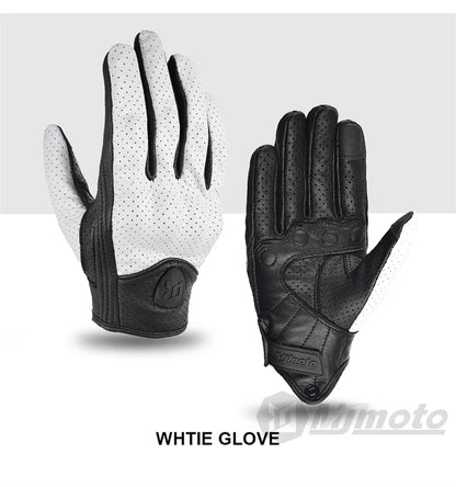 Retro Leather Motorcycle Gloves – Full Finger Protective & Breathable Moto Gloves