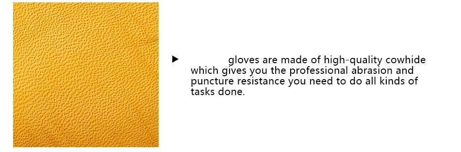 Leather Work Gloves for Men – Heavy Duty Yellow Cowhide Safety Gloves