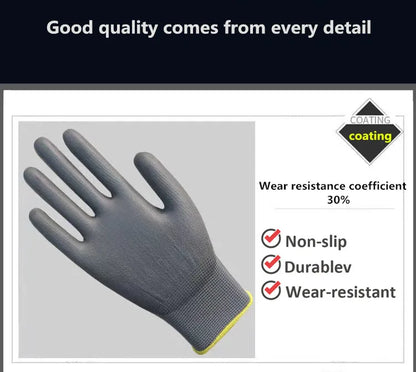 10/20 Pairs Polyurethane Work Safety Gloves – Comfortable, Durable, Non-Slip Grip