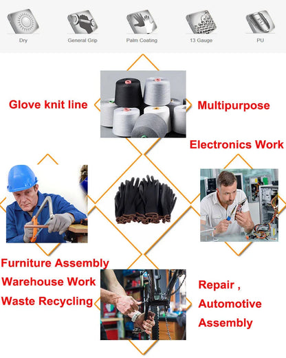 10/20 Pairs Polyurethane Work Safety Gloves – Comfortable, Durable, Non-Slip Grip