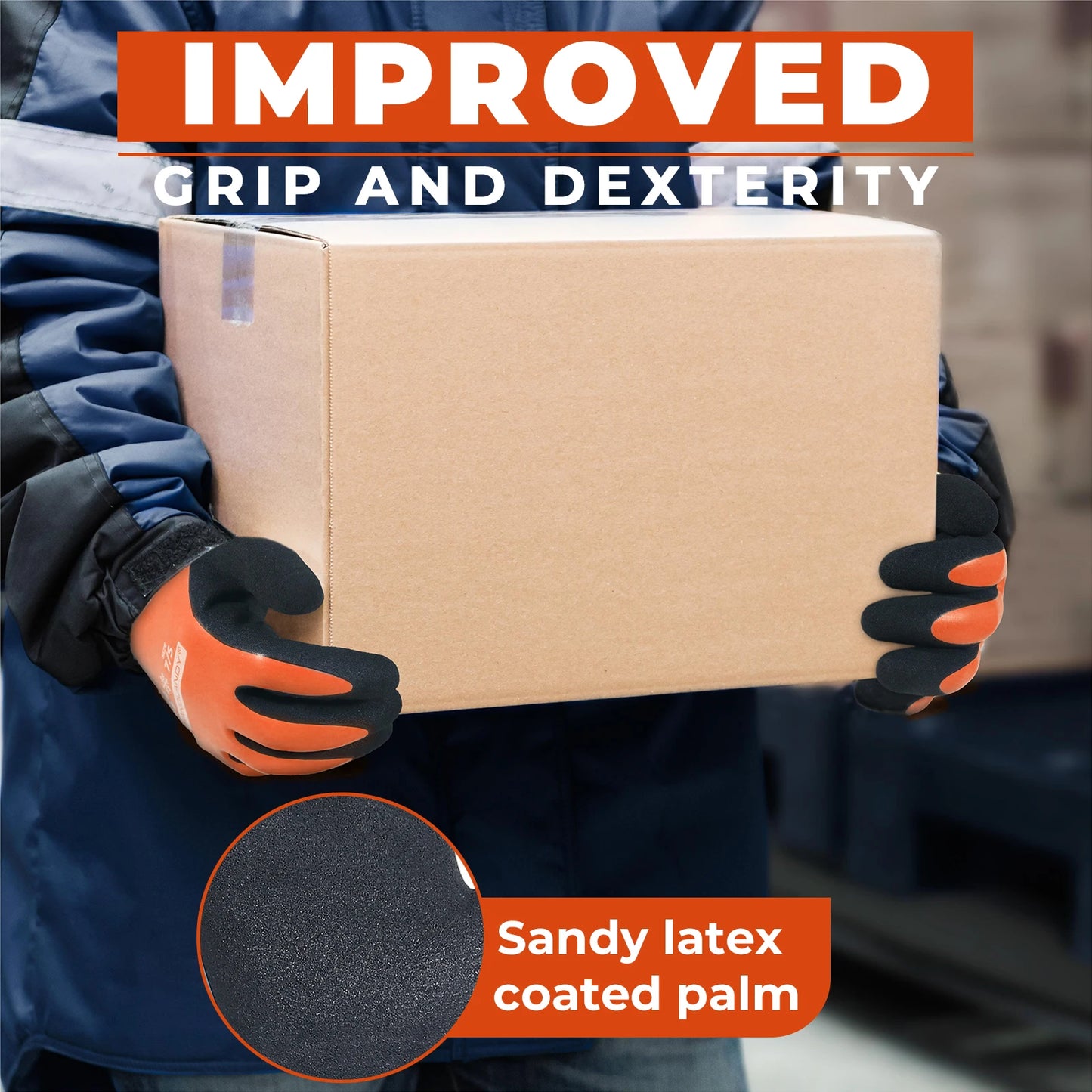 HANDLANDY Waterproof Cold-Weather Work Gloves – Fully Rubber-Coated, Warm Lining, Winter Outdoor Work Protection