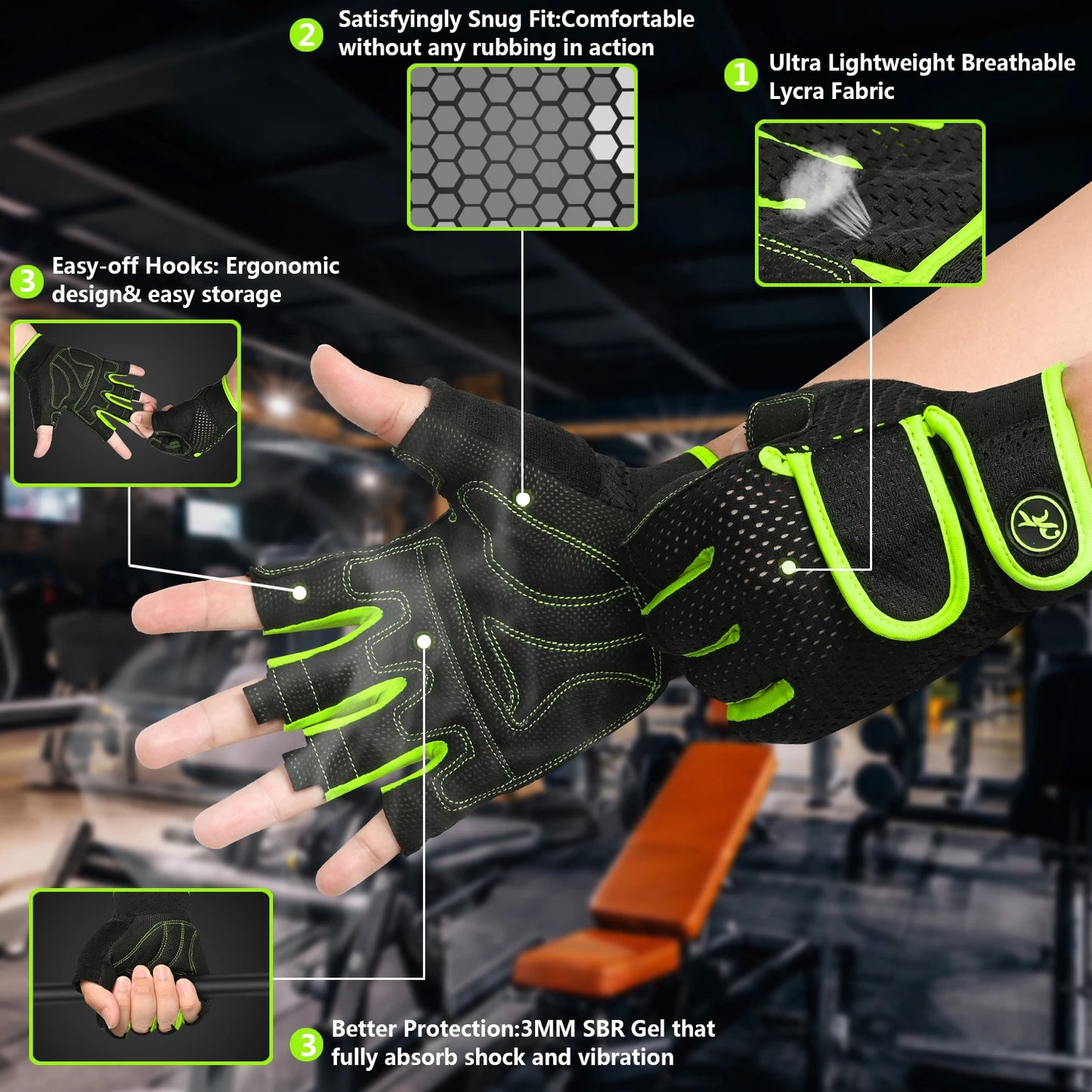 Breathable Gym Gloves – Non-Slip Grip & Wrist Support