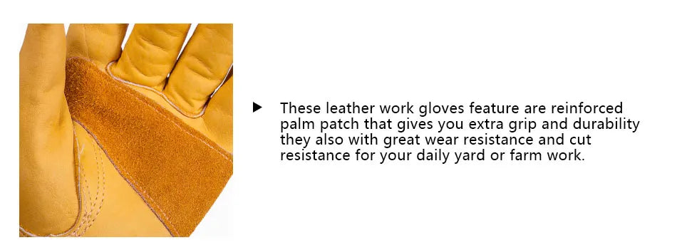 Leather Work Gloves for Men – Heavy Duty Yellow Cowhide Safety Gloves