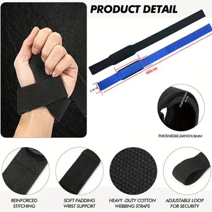 Weightlifting Wrist Straps – Adjustable Support for Gym, Fitness & Strength Training