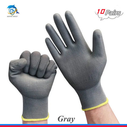 10/20 Pairs Polyurethane Work Safety Gloves – Comfortable, Durable, Non-Slip Grip