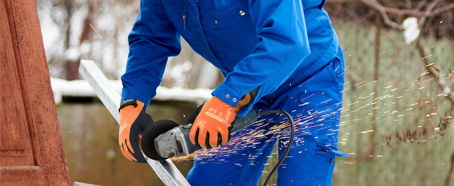 HANDLANDY Waterproof Cold-Weather Work Gloves – Fully Rubber-Coated, Warm Lining, Winter Outdoor Work Protection